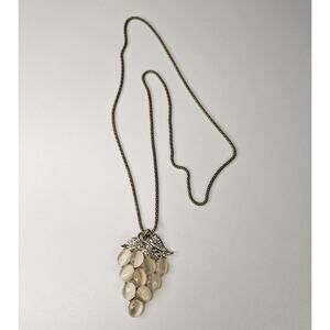 gold tone chain necklace pink glass rhinestone grape cluster vintage necklace